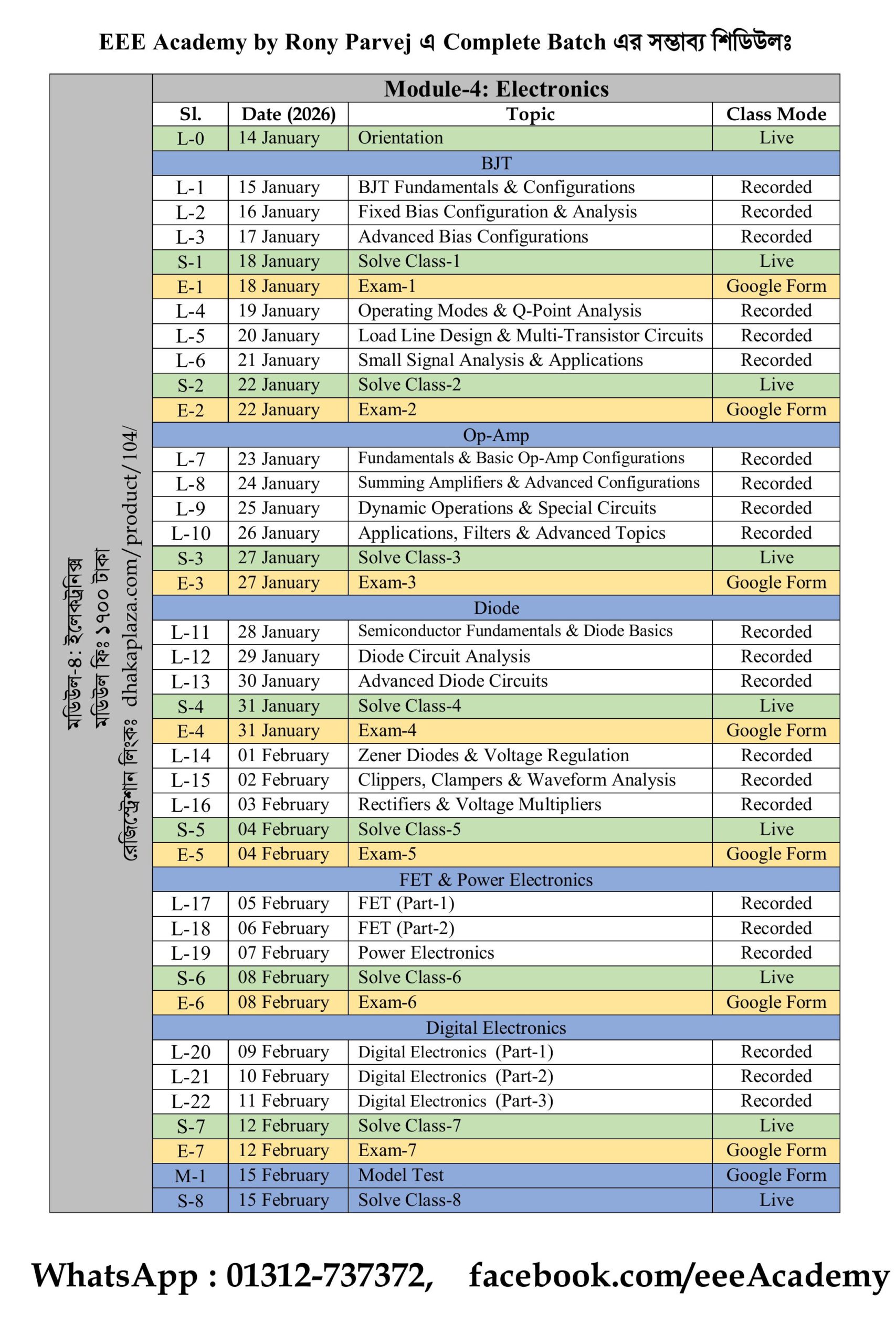 Module-4 Class Schedule